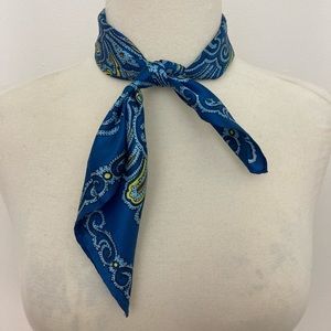 Vintage Blue Patterned Silk Scarf